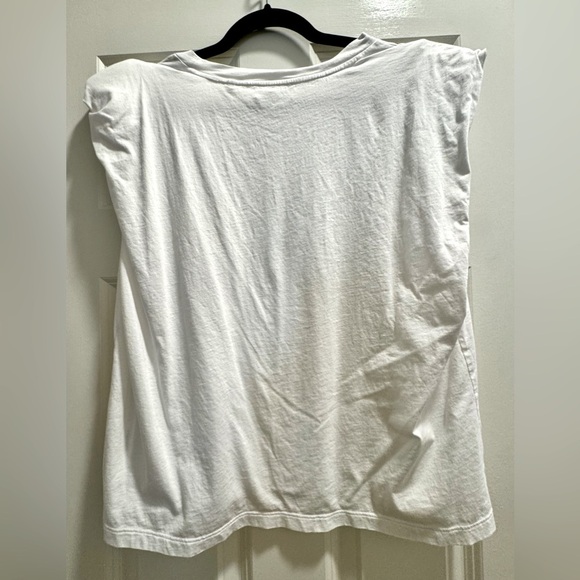 7 For All Mankind EUC White tee, lightly padded shoulders, Pima cotton - Picture 3 of 7